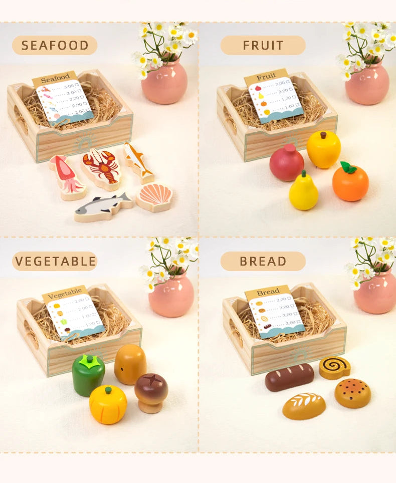 Houten Snijset Groenten & Fruit - Engels Leren door Koken