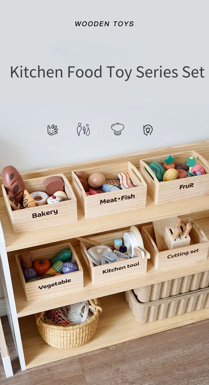 Houten Snijset Groenten & Fruit - Engels Leren door Koken