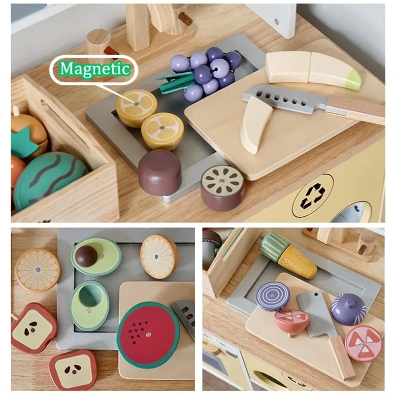 Houten Snijset Groenten & Fruit - Engels Leren door Koken