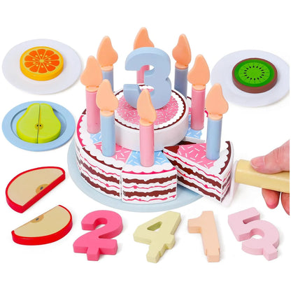 Gâteau d'anniversaire en bois - Apprendre l'anglais en jouant à faire semblant