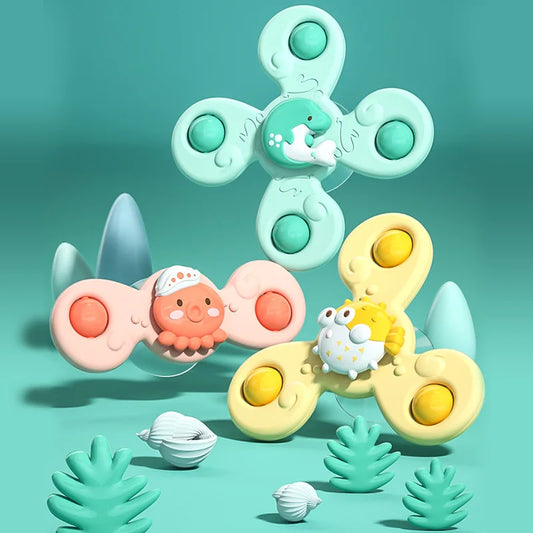Jouets de bain Montessori - Toupie à ventouse rotative pour bébés et tout-petits