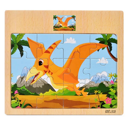 Houten Dieren Puzzel 12 Stukjes - Educatief Speelgoed voor Kinderen