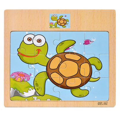 Houten Dieren Puzzel 12 Stukjes - Educatief Speelgoed voor Kinderen