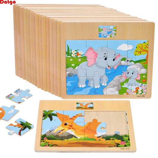 Houten Dieren Puzzel 12 Stukjes - Educatief Speelgoed voor Kinderen