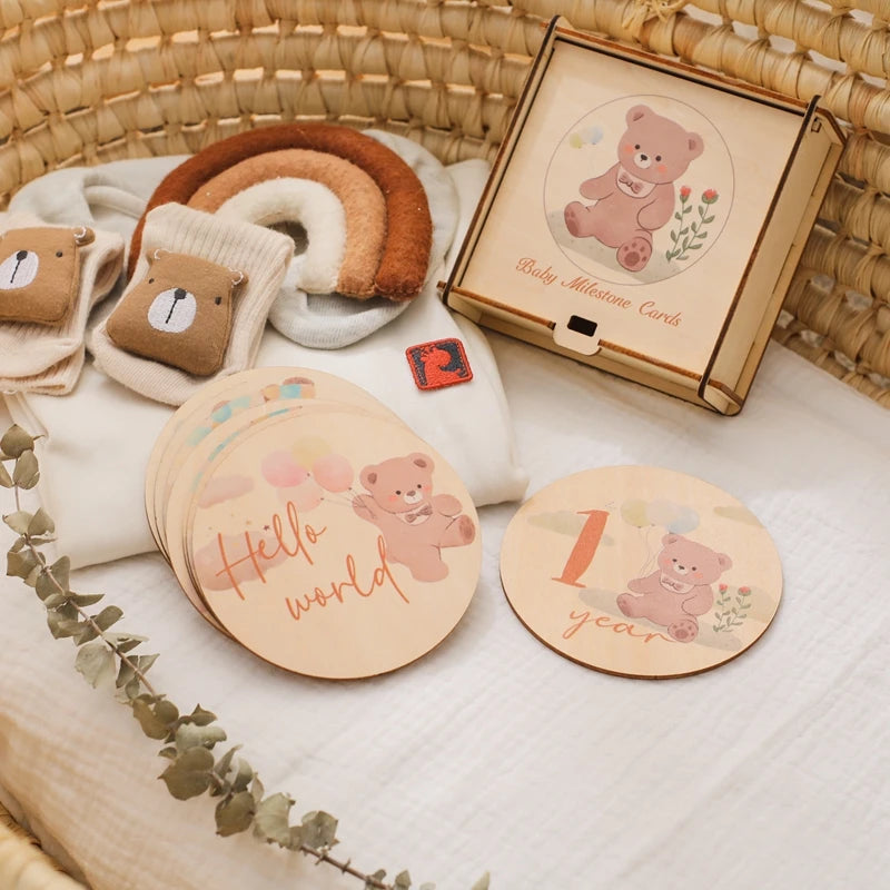 Houten Baby Mijlpaal Beer - Fotografie Prop & Herinneringsaccessoire