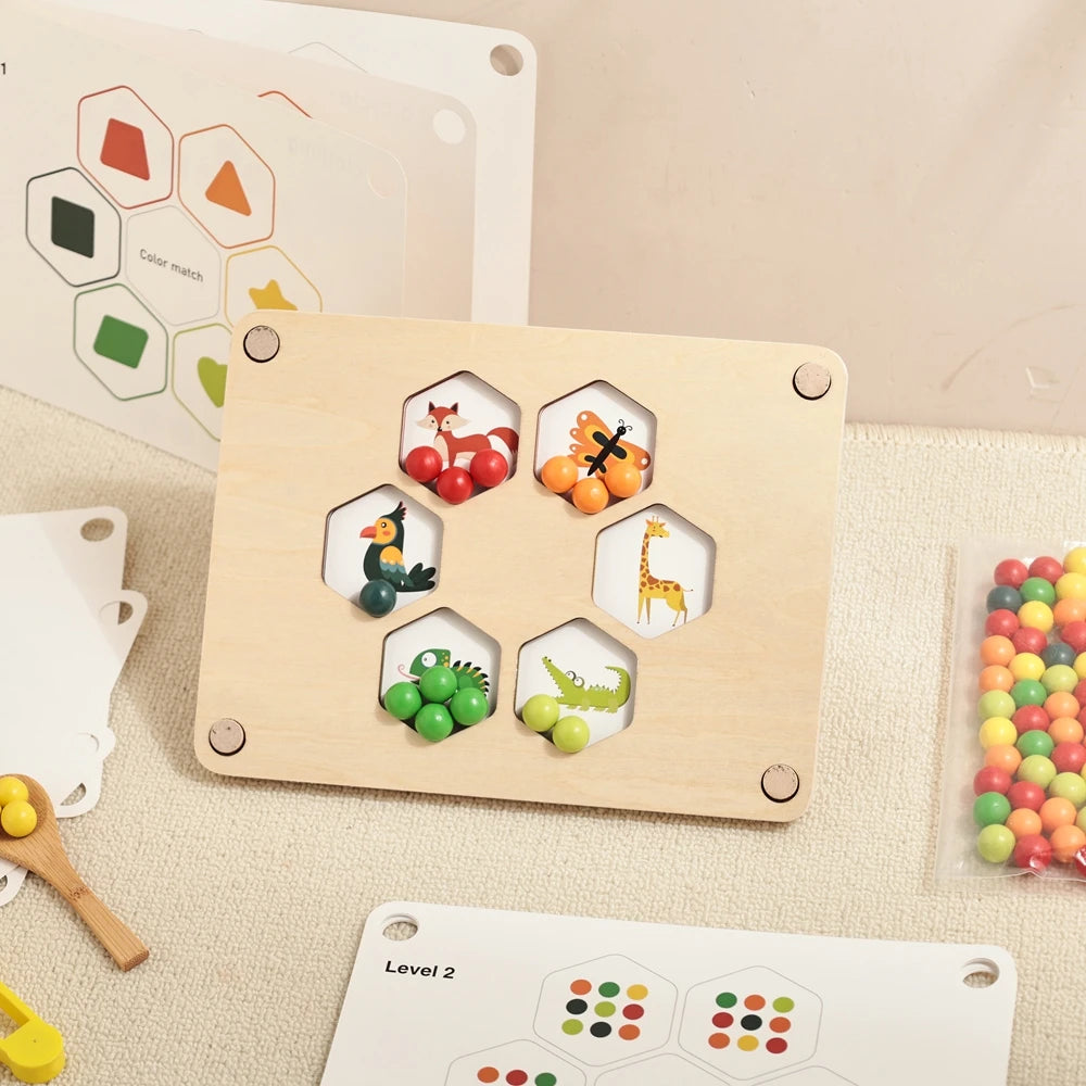 Montessori Regenboog Kralenbord - Engels Leren voor Peuters