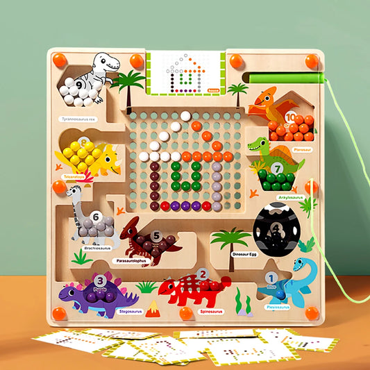 Magnetisch Kleur en Cijfer Doolhof - Montessori Dinosaurus Educatief Speelgoed