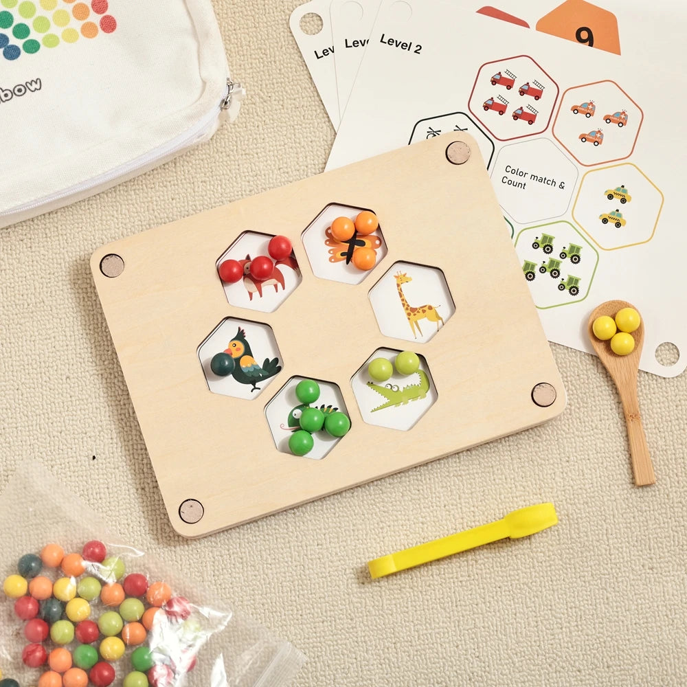 Montessori Regenboog Kralenbord - Engels Leren voor Peuters