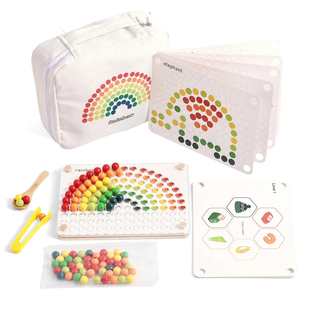 Montessori Regenboog Kralenbord - Engels Leren voor Peuters