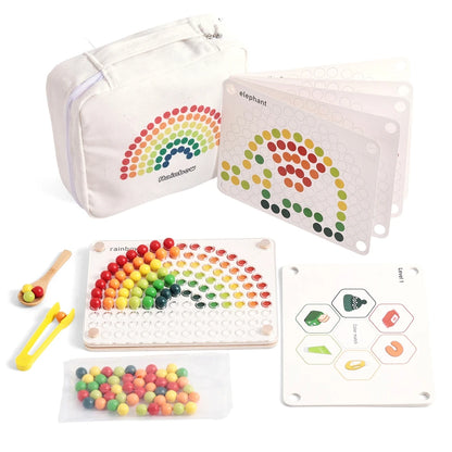 Jeu de perles arc-en-ciel Montessori : apprendre l'anglais aux tout-petits