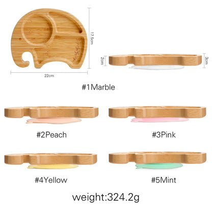 Bamboe Kinderservies Set 4-delig - Zuignap Bord & Kom met Bestek