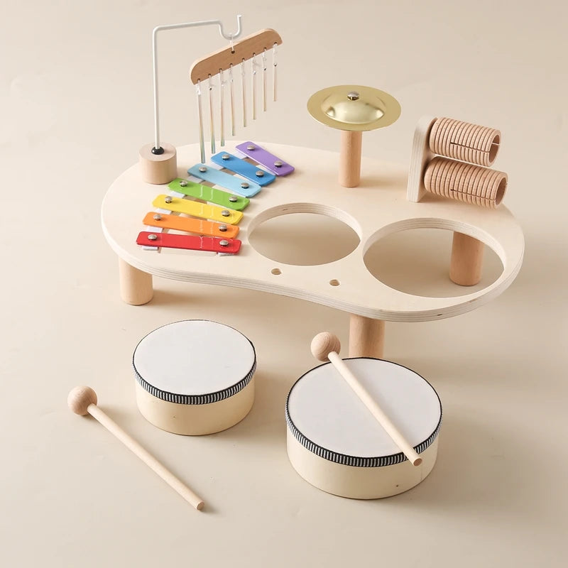 Houten Montessori muziekspeelgoed – xylofoon met klankbellen
