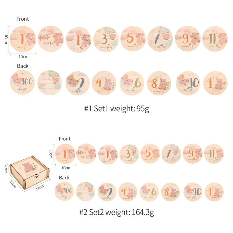 Houten Baby Mijlpaal Beer - Fotografie Prop & Herinneringsaccessoire
