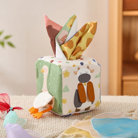 Montessori Katoenen Tissue Box - Sensorisch Speelgoed voor Peuters