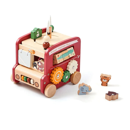 Bus Montessori en bois - Jouet éducatif 5 en 1 pour les tout-petits