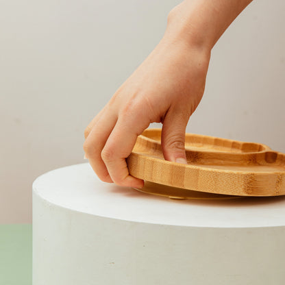 Bamboe Kinderservies Set 4-delig - Zuignap Bord & Kom met Bestek