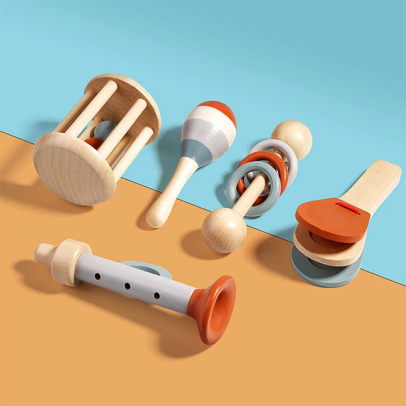 5-Delige Baby Muziekinstrumenten Set - Montessori Rammelaars en Educatief Speelgoed
