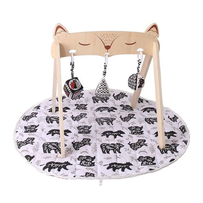 Houten Babygym Raket - Montessori Speelgym met Hangende Rammelaars