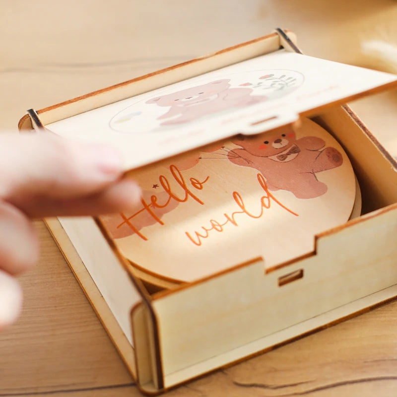 Houten Baby Mijlpaal Beer - Fotografie Prop & Herinneringsaccessoire
