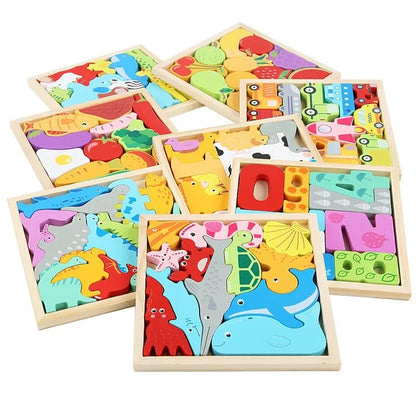 Montessori Houten Grijppuzzel - 3D Educatief Speelgoed Dieren Fruit Groenten
