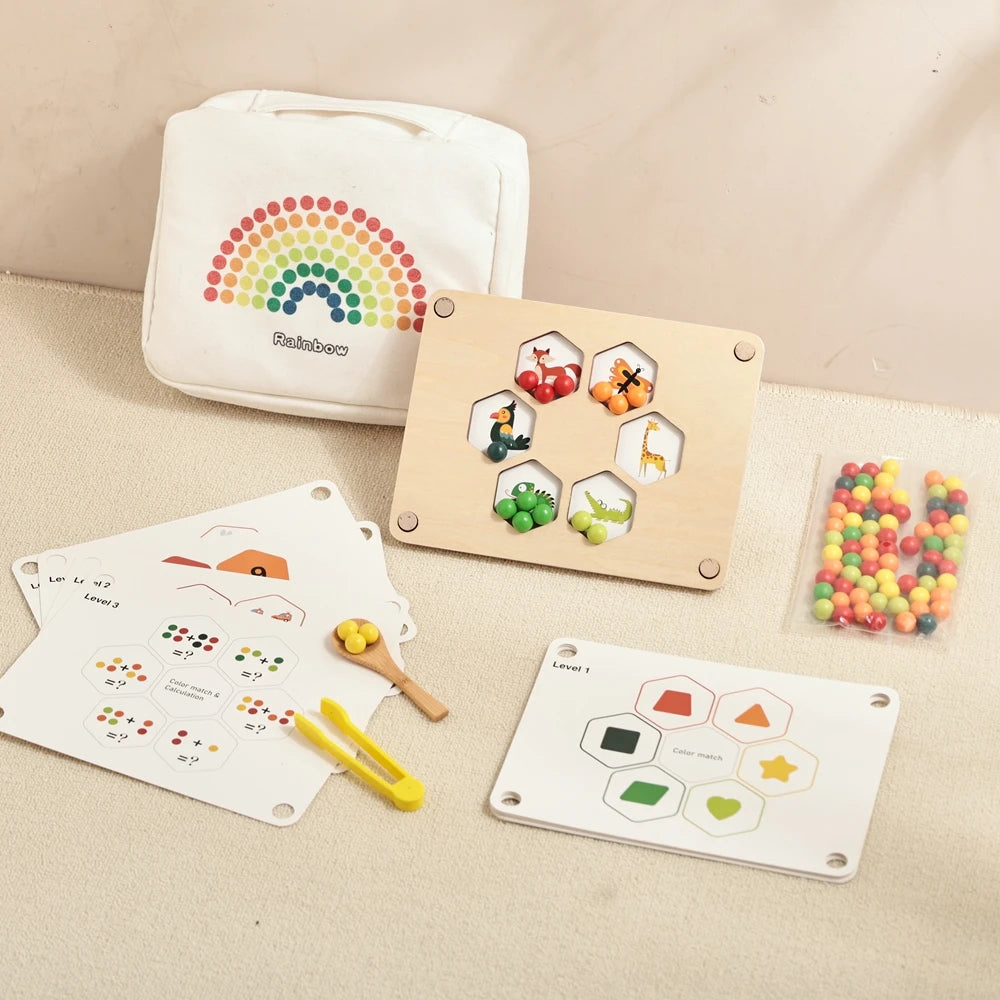 Montessori Regenboog Kralenbord - Engels Leren voor Peuters