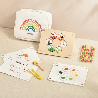 Jeu de perles arc-en-ciel Montessori : apprendre l'anglais aux tout-petits
