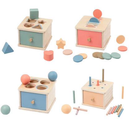 Jouet de tri de formes en bois - Planche d'activités Montessori pour bébés et tout-petits