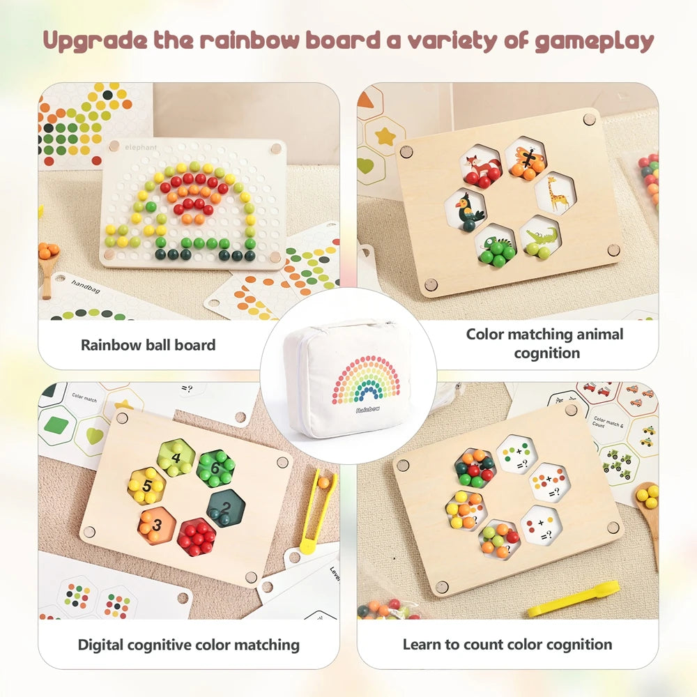 Montessori Regenboog Kralenbord - Engels Leren voor Peuters