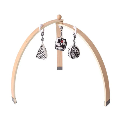 Houten Babygym Raket - Montessori Speelgym met Hangende Rammelaars