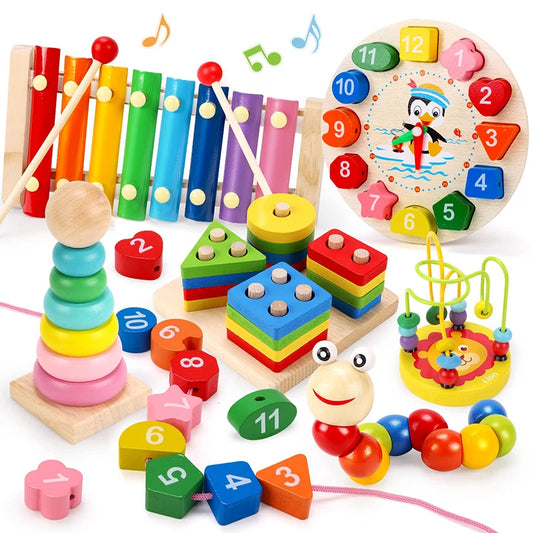 5-6 Delige Montessori Houten Puzzelset - Educatief Speelgoed voor Baby's en Peuters