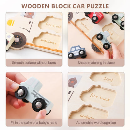 Houten 3D Auto Puzzel - Montessori Educatief Speelgoed voor Peuters 2+
