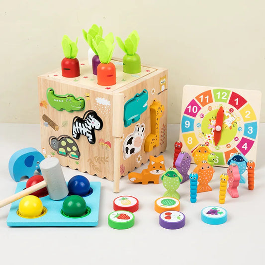 Houten Montessori Vormensorteerspel - Educatief Puzzelspel voor Peuters
