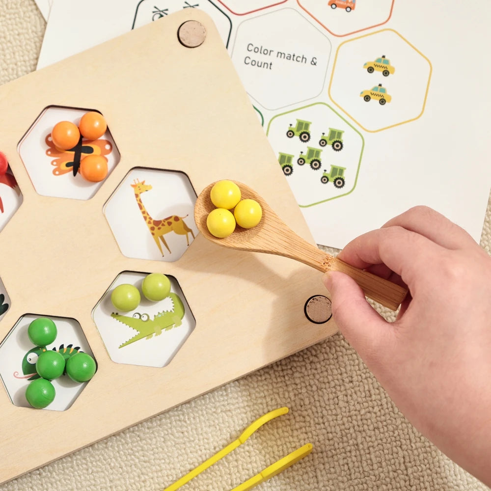 Montessori Regenboog Kralenbord - Engels Leren voor Peuters