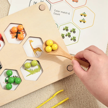 Jeu de perles arc-en-ciel Montessori : apprendre l'anglais aux tout-petits