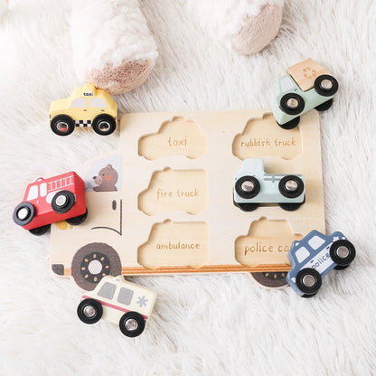 Houten 3D Auto Puzzel - Montessori Educatief Speelgoed voor Peuters 2+