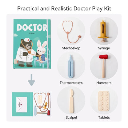 Coffret de jeu Docteur en silicone - Jeu de rôle éducatif pour le développement de l'enfant 3+