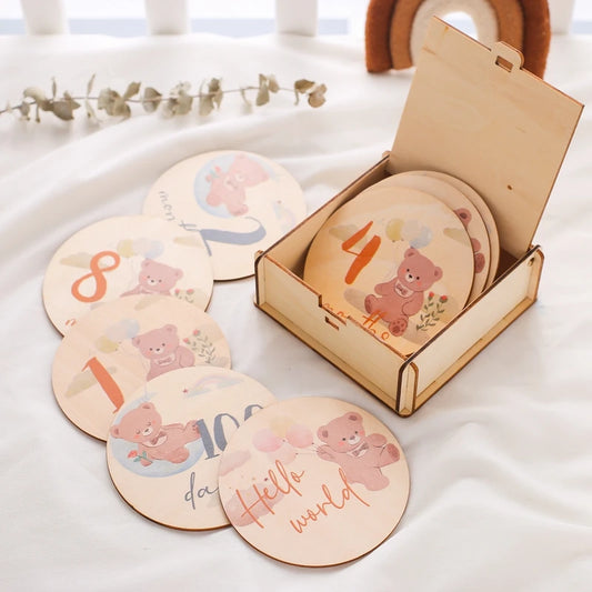 Houten Baby Mijlpaal Beer - Fotografie Prop & Herinneringsaccessoire