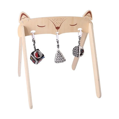 Houten Babygym Raket - Montessori Speelgym met Hangende Rammelaars