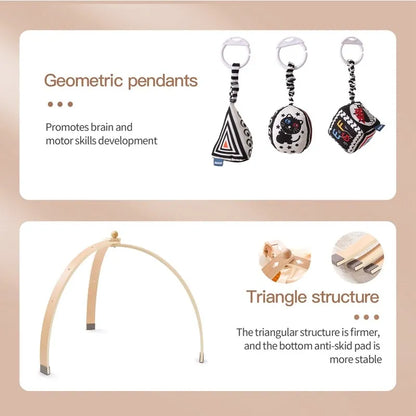 Houten Babygym Raket - Montessori Speelgym met Hangende Rammelaars