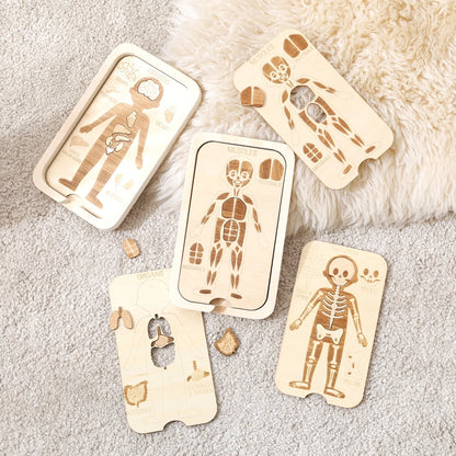Puzzle d'anatomie en bois - Apprendre l'anglais sur le corps humain