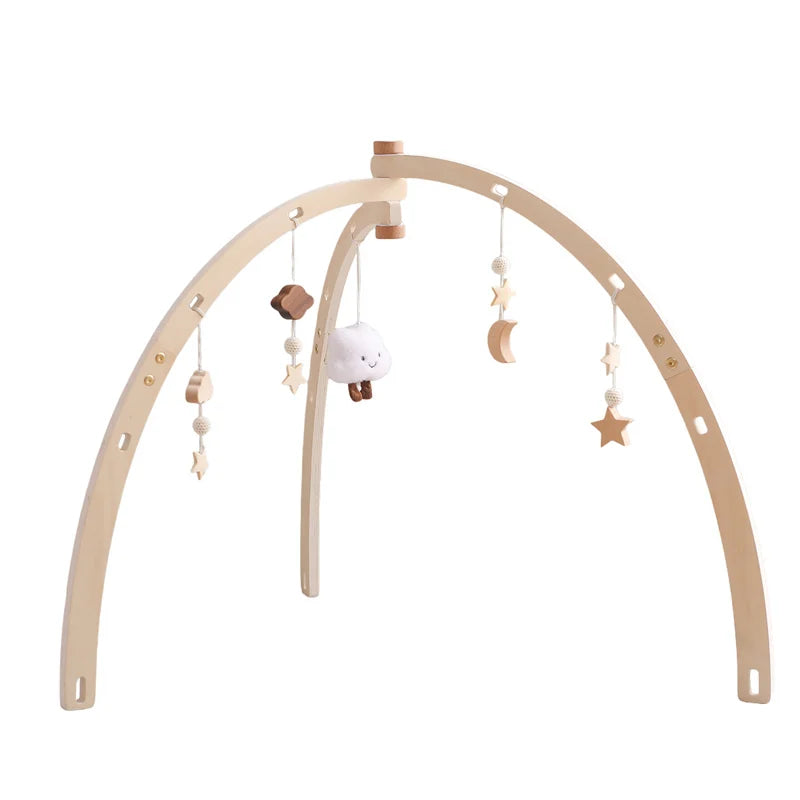 Houten Babygym Raket - Montessori Speelgym met Hangende Rammelaars