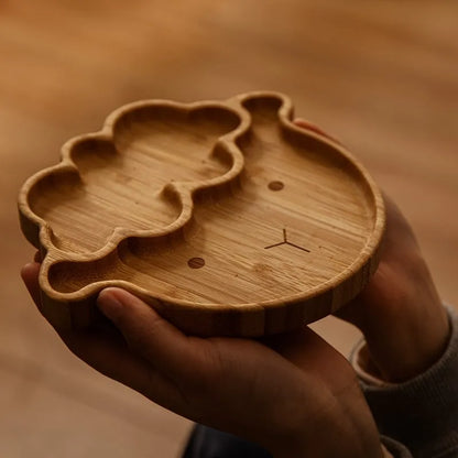 Bamboe Kinderservies Set 4-delig - Zuignap Bord & Kom met Bestek