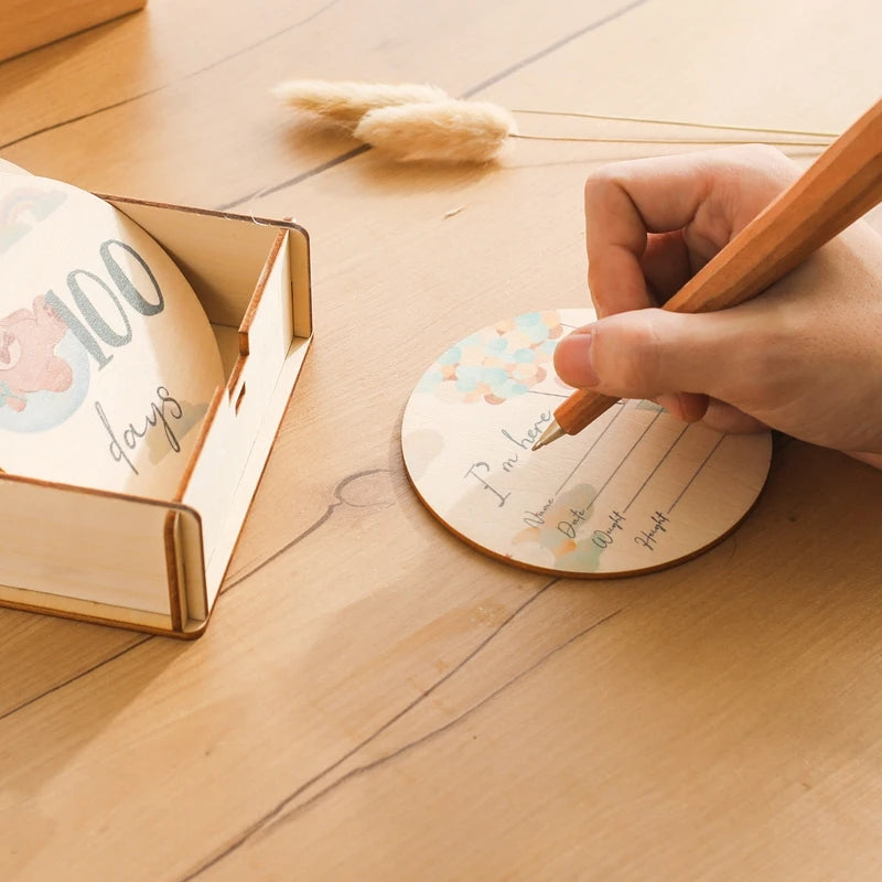 Houten Baby Mijlpaal Beer - Fotografie Prop & Herinneringsaccessoire