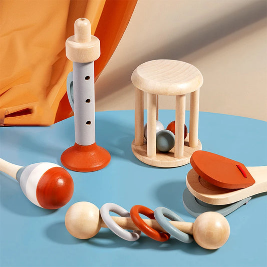 5-Delige Baby Muziekinstrumenten Set - Montessori Rammelaars en Educatief Speelgoed