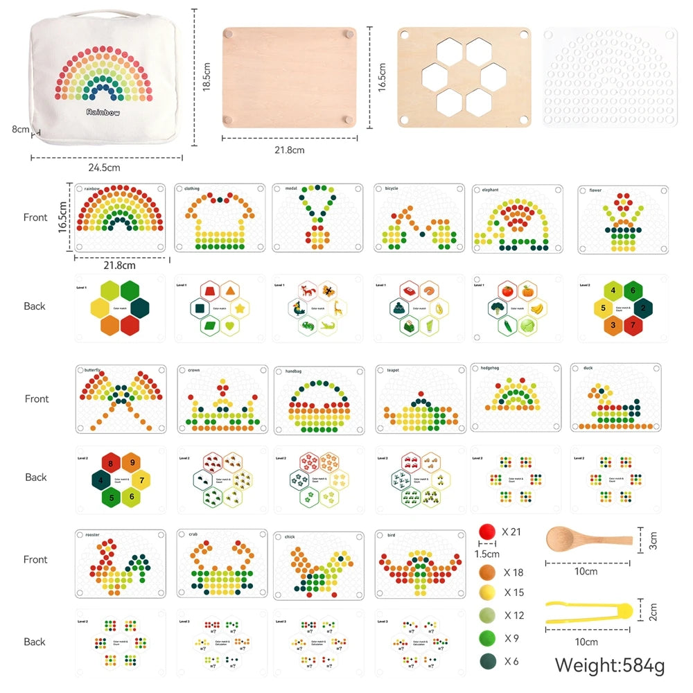 Montessori Regenboog Kralenbord - Engels Leren voor Peuters