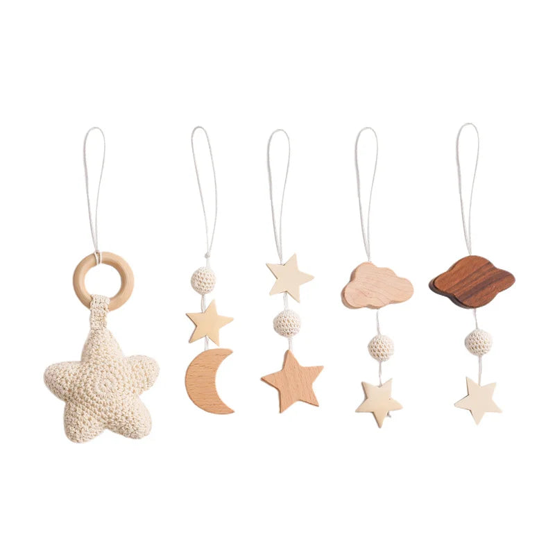Houten Babygym Raket - Montessori Speelgym met Hangende Rammelaars