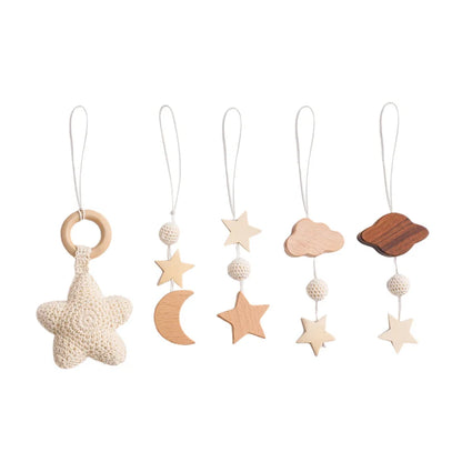 Houten Babygym Raket - Montessori Speelgym met Hangende Rammelaars
