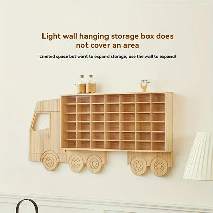 Houten Wandrek voor Speelgoedauto's - 42 Vakken Displayplank