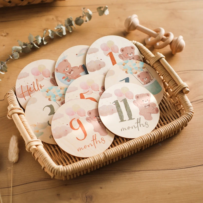 Houten Baby Mijlpaal Beer - Fotografie Prop & Herinneringsaccessoire