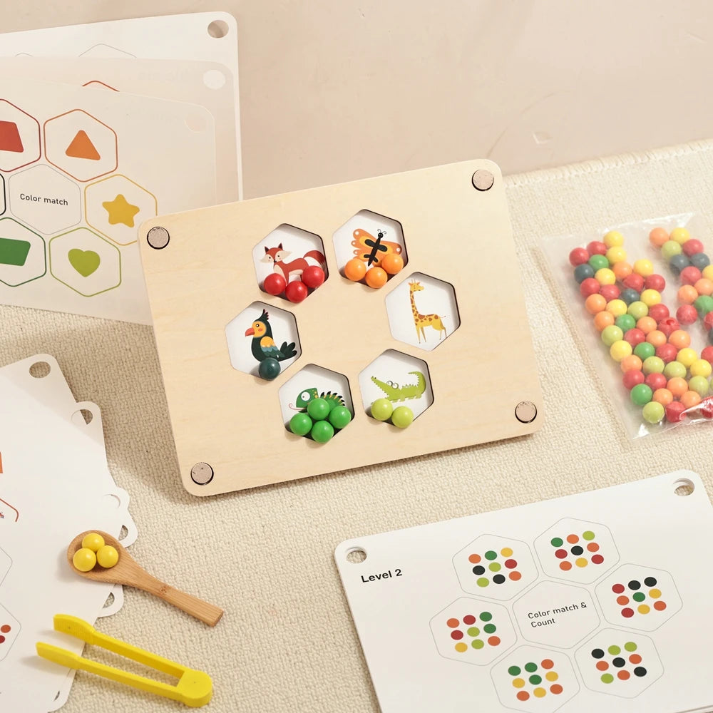 Montessori Regenboog Kralenbord - Engels Leren voor Peuters